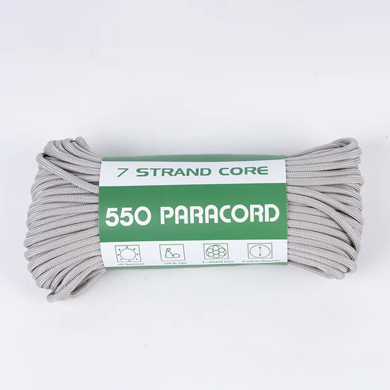 7 kiuduga südamikuga 4 mm tahke helehall 550 polüester Paracord